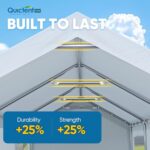 Quictent 10x20 ft Heavy Duty Carport Canopy Galvanized Car Tent Outdoor Garage Boat Shelter with Reinforced Structure with Roll-up Ventilated Windows Sidewall - White - Image 2