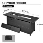 EcoNook 57 inch Propane Fire Pit Table,50000 BTU Gas Fire Pits Table with Lid & Lava Rock & Waterproof Cover, Outdoor Propane Firepit for Dining or Party, Outside, Patio, Garden, Yard - Image 4