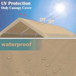 Rutile 10'x20' Carport Canopy ONLY Tent Garage Replacement Top Tarp Car Shelter Cover w/Ball Bungees Beige (Only Top Cover, Frame is not Included) - Image 3