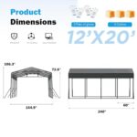 AirWire Carport Canopy 12’X20’ Heavy Duty Car Port Galvanized Steel Roof, Reinforced Stable Triangle Frame for Snowy Windy Metal Carports Enhanced Base Car Tent for Car,RV,Pickup,Boat,Truck,Tractor - Image 7