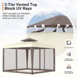 Gazebo, 10'x10' Canopy Tent Waterproof UV-Resistant 2-Tier Top Sturdy Outdoor Canopy Shelter for Camping w/Mosquito Netting for Garden Patio Backyard(White) - Image 2