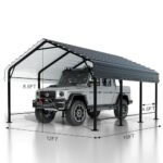 JY QAQA 12 x 15 FT Heavy Duty Metal Carport Kits with Galvanized Steel Roof, Metal Carport Canopy, Outdoor Car Tent Garage Shelter for Car, SUV, Truck and Boats - Image 2
