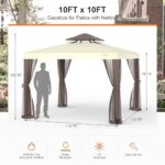 Patio Gazebo Tent Outdoor Canopy Shelter 10'x10' with Removable Netting,100 Square Feet of Shade for Garden, Backyard Deck and Lawns (Beige) - Image 6