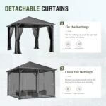 UDPATIO 10' x 10' Hardtop Gazebo, Metal Gazebo with Galvanized Steel Roof, Outdoor Permanent Pavilion with Netting for Patio, Backyard, Deck and Lawns - Image 9