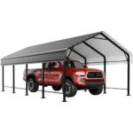 JY QAQA 12 x 20 ft Metal Carport, Heavy Duty Carport Canopy with Galvanized Steel Roof, Outdoor Car Tent Metal Garage Shelter for Car, SUV, Trucks and Boats - Image 2