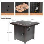 Verdeluxe 32'' Propane Fire Pit,50000 BTU Gas Firepit Table with 2 Drink Holders, Lid & Lava Rock,Outdoor Fire Pit Table for Dining or Party,Propane Firepits for Outside,Patio,Yard - Image 7