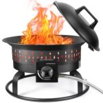 GasBRUH Outdoor Portable Propane Fire Pit, 19-Inch,60,000 BTU with Cover&Carry Handle,Fireplace,Gas Firebowl Smokeless,Portable Fire Pit for Outside Patio, Backyard, Camping,RV,Deck,Tailgating