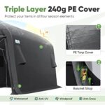 ADVANCE OUTDOOR 10x15 ft Shelter Storage Shed Steel Metal Round Peak Roof Portable Garage Carport for Motorcycle, Boat, or Garden Tools with 2 Roll up Doors & Vents, Gray - Image 4