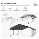 MFSTUDIO Carport 20x30 ft, Outdoor Heavy Duty Metal Shed Carports, Metal Garage Car Shelter Shade Car Port with Galvanized Roof, Frame and Bolts for 3 Cars, Truck and Boats - Image 5