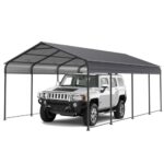 12x20 FT Heavy Duty Carports, Outdoor Car Tent Garage with Galvanized Steel Roof and Frame, Weather-Resistant Steel Car Shelter Canopy, Expanding Garage Space for Backyard, Patio,Grey - Image 7