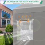 COBIZI 12x20ft Carport Heavy Duty, Portable Garage with Removable Sidewalls (Machine Washable), Ventilated Windows & Built-in Sandbags, Car Canopy for Truck, Boat, SUV, Waterproof, Gray - Image 6