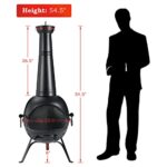 SINGLYFIRE Prairie Fire Outdoor Chiminea Fireplace Deck or Patio Backyard Wooden Fire Pit with Chiminea Cover Rust-Free Iron Black - Image 6