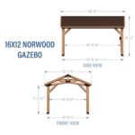 Backyard Discovery Norwood 16 ft. x 12 ft. Cedar Wood Gazebo,Thermal Insulated Steel Roof, Durable, Supports Snow Loads and Wind Speed, Rot Resistant, Backyard, Deck, Garden, Patio Light Brown - Image 3