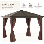 YMGSCC 10'x10' Metal Roof Gazebo Canopy with Curtains&Netting, Outdoor Hardtop Gazebo with Aluminum Frame for Garden, Patio - Image 5