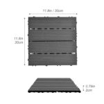 20 PCS Plastic Composite Deck Tiles, 12"x12" Composite Decking, All Weather, Patio Floor Decking Tiles for Pool Balcony Backyard Pathway Porch, Dark Grey - Image 4