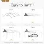 Carport Car Port Canopy 12x20 ft Heavy Duty, Portable Garage Shelter Logic Car Tents Carpas para Carros All Weather for Truck Boat, Galvanized Steel Frame Carports Height Adjustable White - Image 6
