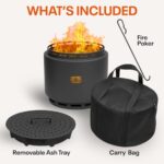 18" Smokeless Fire Pit with Removable Ash Pan, Fire Poker & Carry Bag - Portable Outdoor Fire Pit - Cast Iron - Wood Burning Lightweight Fireplace, Ideal for 4-6 People, 25 lbs - Image 2