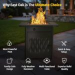 EAST OAK 28" Upgraded Outdoor Fire Pit Table | 52,000 BTU Fire Pit Table for Outside with Magnetic Lid | Storage Basket & Lava Rocks | CSA Certified for Patio, Garden & Backyard | Black - Image 3