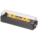 Ciays 28 Inch Table Top Propane Fire Pit, 50,000 BTU Tabletop Firepit with Glass Wind Guard & Glass Beads, Nylon Cover, Portable Outdoor Portable Fireplace for Patio and Camping