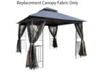 10x10 Ft Patio Double Roof Gazebo Replacement Canopy Top Fabric, Gray - Image 3