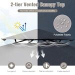 Tangkula 11x5 FT Grill Gazebo with Side Awning, 2-Tier Barbecue Gazebo with 2 Shelves, 12 Hanging Hooks, Bottle Opener, Outdoor Grill Canopy for Backyard Garden Poolside (Grey) - Image 8