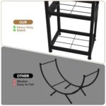 VyGrow Firewood Rack for Indoor Outdoor, 2-Tier Firewood Holder with 3 Hanging Hooks, Heavy Duty Wood Rack for Fireplace, Outdoor Patio, Fire Pit, Black - Image 6