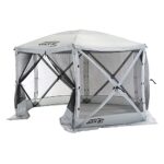 CLAM Quick-Set Escape Sport 11.5’ x 11.5’ Pop-Up Outdoor Camping Gazebo Instant Screen Tent 6-Sided Canopy Shelter with 6 Wind and Sun Panels, Gray