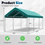 Quictent 10x20 ft Heavy Duty Carport Galvanized Car Tent Outdoor Canopy Boat Shelter with Reinforced Structure - Green - Image 6