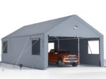 Carports 20X20 Heavy Duty,Car Ports with 180G Removable Side Walls,Carport Canopy,Portable Car Port Garage,Car Shelter All Weather,Grey