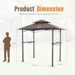 SUNCROWN Outdoor Grill Gazebo 8 x 5, Patio Double Tiered BBQ Canopy w/Air Vent, Gazebo Canopy with 8 Hook Tools for Barbecue Picnic Garden, Backyard, Poolside -Brown - Image 8