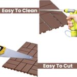 Plastic Interlocking Deck Tiles (44 PCs), 12x12 Inches Waterproof Outdoor Patio Flooring, Easy Snap Balcony Floor Tiles for Garden, Poolside, Backyard, Pathway, Indoor Use, H Pattern, Red Brown - Image 6