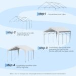Carport 12x20 Heavy Duty Portable Garage,Galvanized Frame Carport Canopy,Portable Garages and Shelters with 8 Leg&4 Wind Rope,Car Tent Garage with All-Season Tarp for Boat Truck,Without Sidewall - Image 5