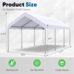 Quictent 10’x20’ Heavy Duty Carport Car Canopy Galvanized Car Boat Shelter with Reinforced Steel Cables-White - Image 7