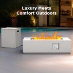 Ciays 43Inch Propane Fire Pit, 50000 BTU Outdoor Gas Fire Pit Table with CSA Certification, Glass Rocks, Rectangular Heater for Patio, Backyard, Deck, Balcony, with Waterproof Cover & Adjustable Legs - Image 2