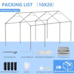 Jocoevol Carport 10x20 ft Heavy Duty with Roll-up Windows, Portable Garage with Removable Sidewalls & Doors, Car Canopy with Sandbags All-Season Tarp for Car Boat Truck Motorcycle - Image 7