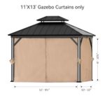 Covered Outdoor Gazebo Curtain Replacement Universal 4-Panel Sidewalls 11' x 13', Outdoor Gazebo Privacy Curtains with Zipper, Replacement for Outdoor, Patio Canopy, Garden and Backyard (Curtain Only) - Image 2