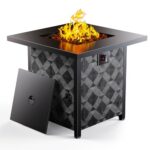 Ciays Propane Fire Pits 28″ Outdoor Gas Fire Pit, 50,000 BTU Square Fire Pit Table with Lava Rocks, 2-in-1 Fire Table with Removable Lid, CSA-Certified for Outside Patio, Parties, Backyard, Garden