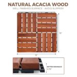 CLOVERHOLM 10 PCs Interlocking Deck Tiles, 12x12x0.75 inches Waterproof Wood Patio Floor Tiles for Indoor and Outdoor, Easy Snap Flooring, Balcony, Backyard, Square Joints, Teak - Image 2
