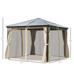 YMGSCC 10' X 10' Metal Gazebo, Steel and Polycarbonates Hardtop Canopy Cover with Mesh Net Curtains for Backyard Garden - Image 3