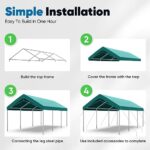 Quictent 10x20 ft Heavy Duty Carport Galvanized Car Tent Outdoor Canopy Boat Shelter with Reinforced Structure - Green - Image 7