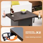 Verdeluxe 32'' Propane Fire Pit,50000 BTU Gas Firepit Table with 2 Drink Holders, Lid & Lava Rock,Outdoor Fire Pit Table for Dining or Party,Propane Firepits for Outside,Patio,Yard - Image 4