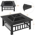 Yaheetech Multifunctional Fire Pit Table 32in Square Metal Firepit Stove Backyard Patio Garden Fireplace for Camping, Outdoor Heating, Bonfire and Picnic - Image 5