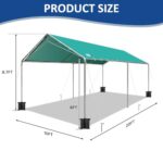10x20 ft Heavy Duty Car Canopy Galvanized Frame Carport Outdoor Party Tent Boat Shelter with Reinforced Structure, No Sidewall - Green - Image 6