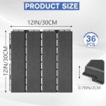 MYFAMIREA 36 Pcs Plastic Interlocking Deck Tiles 12" x 12" Patio Floor Decking Tiles Indoor Outdoor Waterproof Non-Slip Flooring Tiles All Weather Use for Balcony Backyard Porch Poolside, Dark Grey - Image 2