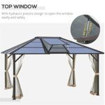 YMGSCC Hardtop Gazebo Aluminum Frame Pergola with Netting and Window,for Courtyard Garden, Iakeside,Grey - Image 5