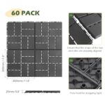 Dyna-Living 60 sq. ft Plastic Interlocking Deck Tiles, 12"x12" Indoor Outdoor Waterproof Patio Flooring All Weather Use Patio Deck Tiles for Balcony, Backyard, Garden & Poolside, 60 Pack,Dark Grey - Image 3