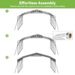 Real Relax 20x20ft Heavy Duty Metal Carport with Galvanized Steel Roof, 4 Support Legs, Outdoor Car Port Shelter for 2 Cars, Trucks and Boats - Image 7