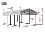 Arrow CPHC102007 Heavy Duty Galvanized Steel Metal Multi-Use Shelter, Shade, Carport, 10' x 20' x 7' - Image 2