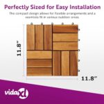 vidaXL Decking Tiles 10 Pieces – Easy to Assemble Interlocking Acacia Wood Outdoor Floor Panels for Patio, Balcony, Walkway, Backyard, Garden, Porch, Gazebo, DIY Deck Covering – Brown, 11.8"x11.8" - Image 2