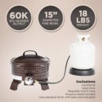 Fire Sense 62133 Sporty Campfire Portable Fire Pit LPG Gas 60,000 BTU Outdoor Firepit Includes Propane Stand Included - Dark Bronze - Round - 15" - Image 2